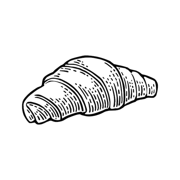 Croissant Vector zwarte hand getekend vintage gravure illustratie voor poster label en menu bakkerij winkel geïsoleerd op de witte achtergrond