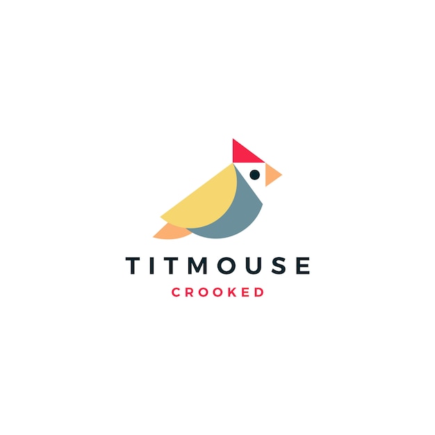 Crooked titmouse bird logo vector icon illustration