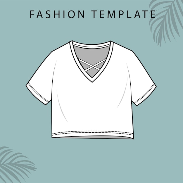 Crop t-shirt fashion flats template