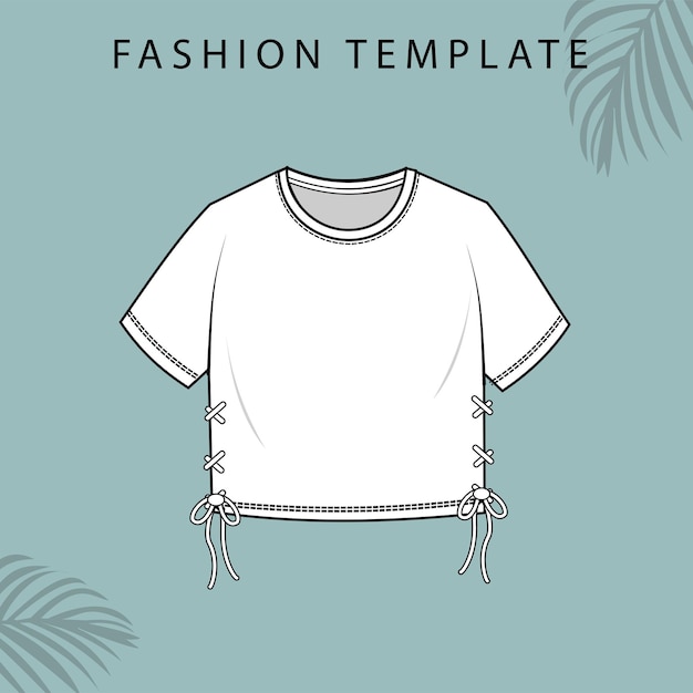 Vector crop t-shirt fashion flats template