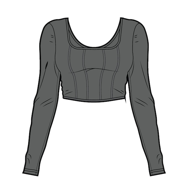 Vector crop top met lange mouwen