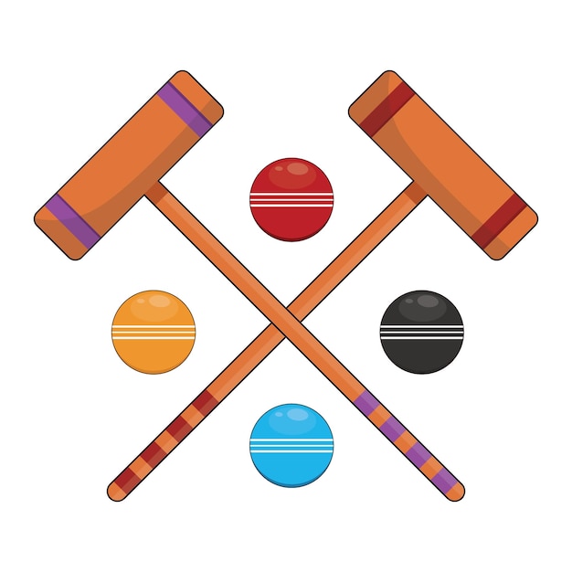 croquet mallet sport logo vector