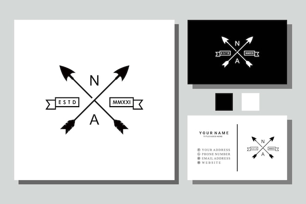 cross arrows hunting vintage logo design