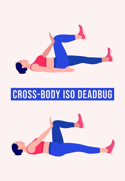 Cross Body Dead bug oefening Vrouw workout fitness aerobic en oefeningen