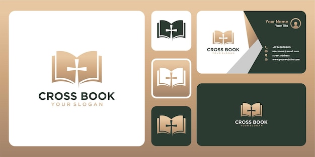 Cross book logo design and business card