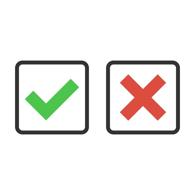 Check mark and cross sign line outline icon Vector Image