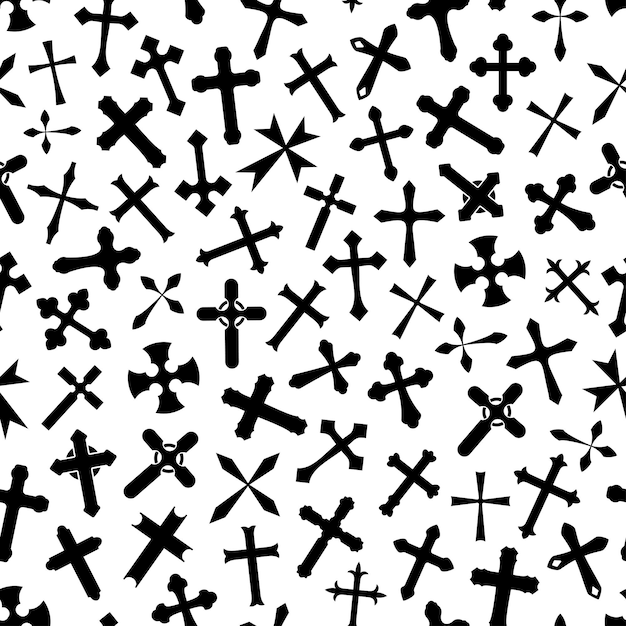 Vector cross crucifix seamless vector pattern background