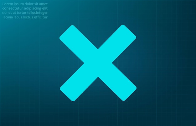 Cross delete symbol vector illustration on a blue background Eps 10