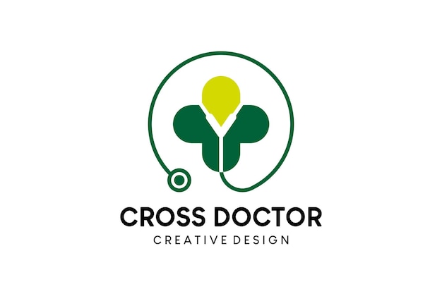 Cross doctor logo design croce medica icona illustrazione vettoriale