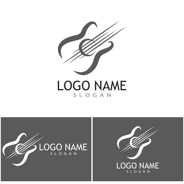 Cross Guitar Music Band Emblem logo design