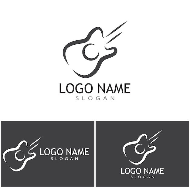 Cross Guitar Music Band Emblem logo design