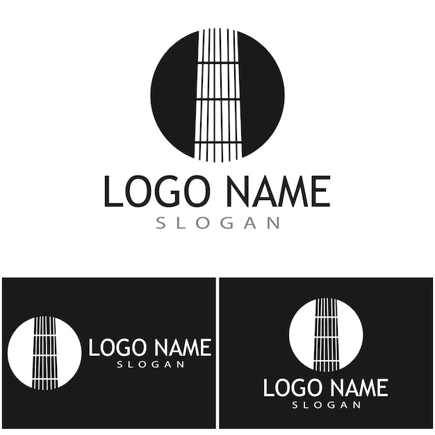 Cross Guitar Music Band Emblem logo design