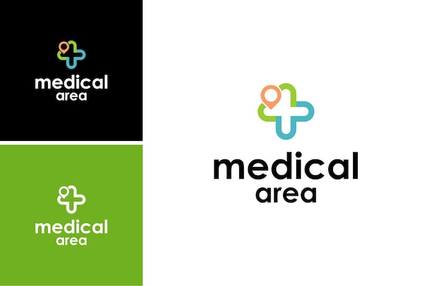 Cross Health Medical Logo ,with Abstract Location Area Symbol Design