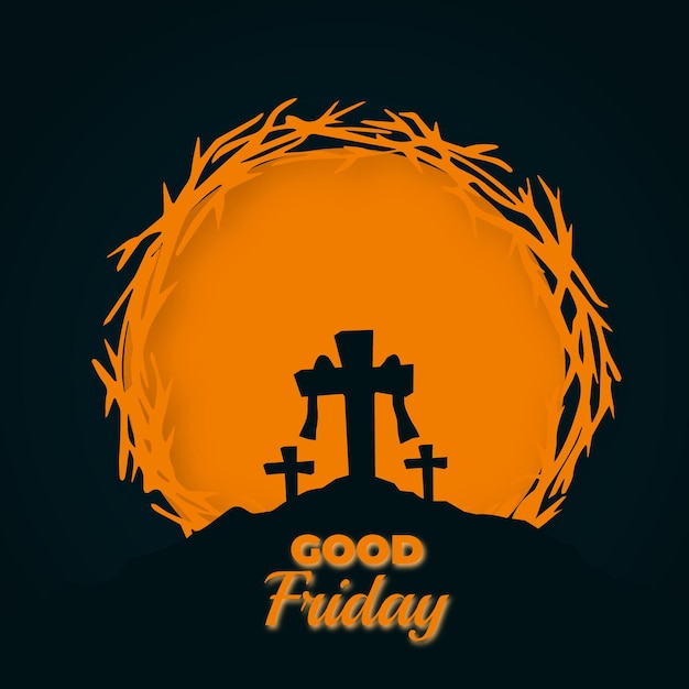 Vector a cross on a hill with the words good friday on it