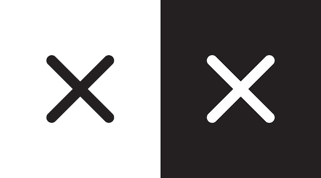 Cross Icon Cancel icon Close icon black and white vector