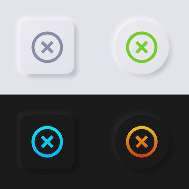 Vector cross icon set multicolor neumorphism button soft ui design voor webdesign application ui en meer button vector