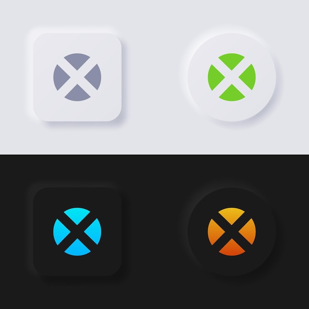 Cross icon set Multicolor neumorphism button soft UI Design voor webdesign Application UI en meer Button Vector