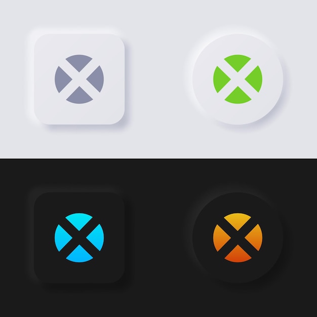 Cross icon set Multicolor neumorphism button soft UI Design for Web design Application UI and more Button Vector