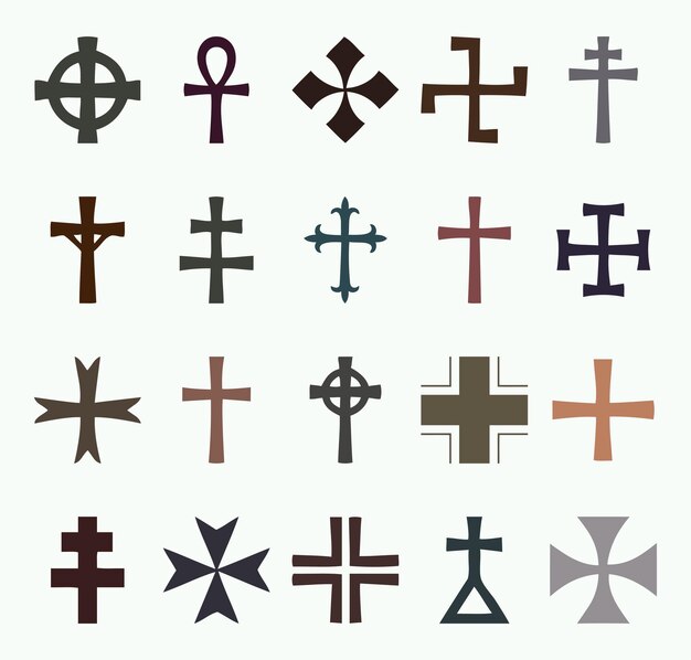 Vector cross icon set