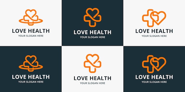 Cross love logo-ontwerp, inspiratielogo voor gezondheid, ziekenhuis, zelfgezondheid of welzijn