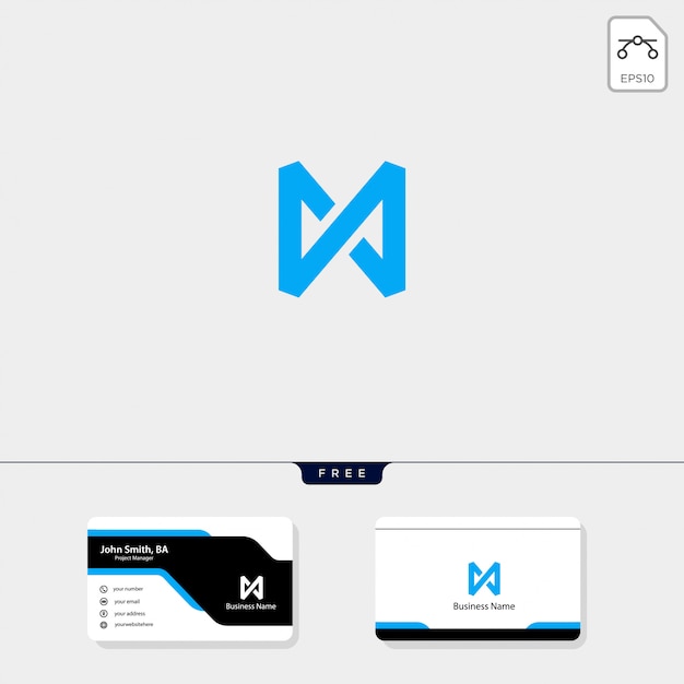 cross M  minimal logo template