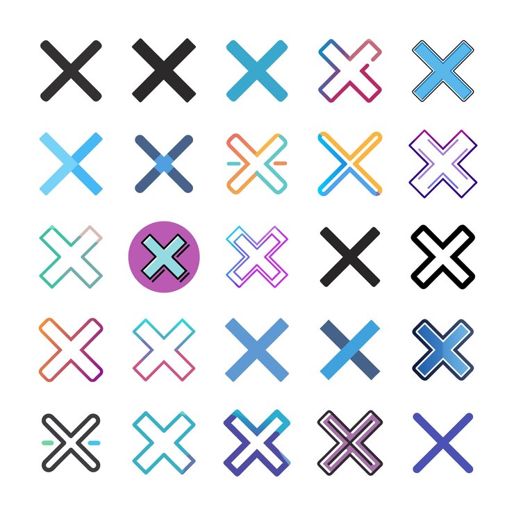 Vector cross mark icons set