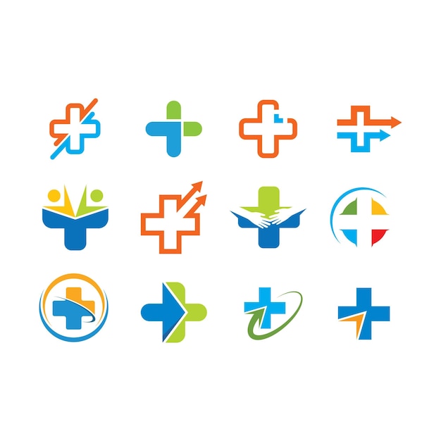 Дизайн векторной иллюстрации кросс-медицинского набора иконок
