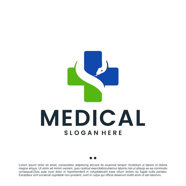 Vector cross medical ,snake ,logo design template