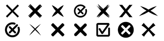 Cross rejection collection Graphic symbol of the cross