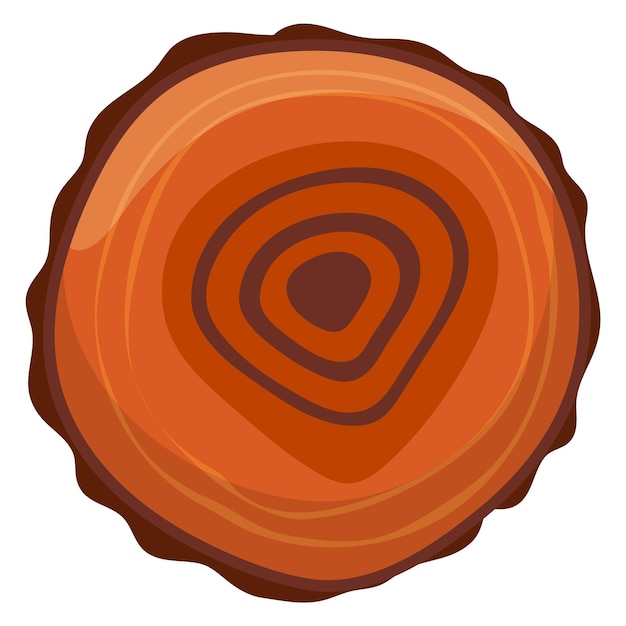 Vector cross section of tree trunk showing rings for age detailed wooden texture with annual growth rings