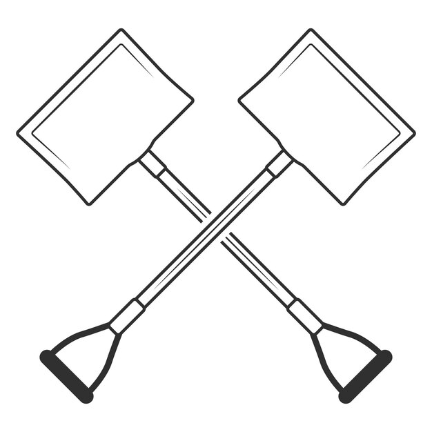 Vector cross shovel outline shovel outline shovel labor equipment construction tools clipart garden