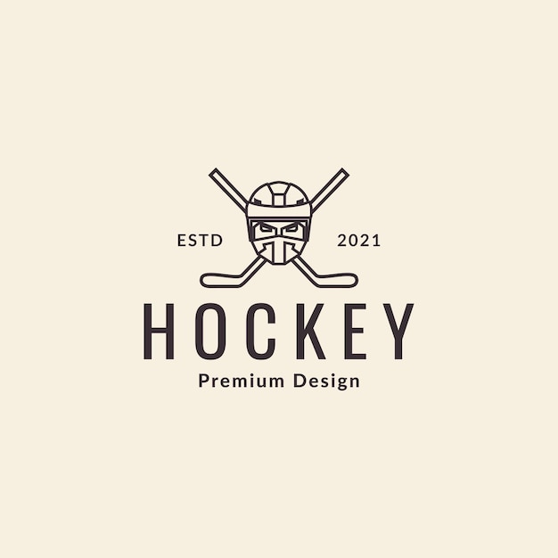 Cross stick hockey with helm logo symbol icon vector graphic design illustration idea creative
