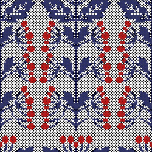 Cross stitch ukrainian folk seamless vector pattern