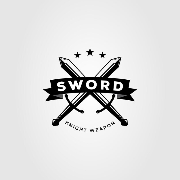 Cross sword or knight blade logo vector illustration design