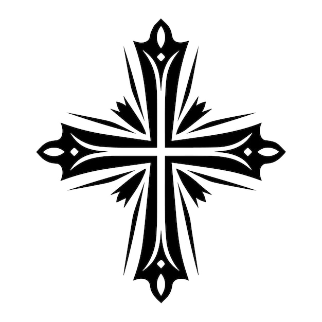 Cross Vector Black and White Cutting Printing