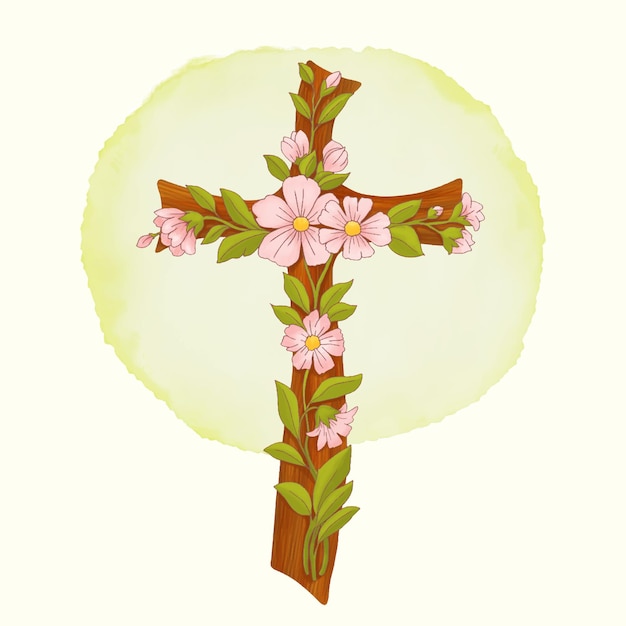 Cross with bouquet easter catholic religious symbol spring floral arrangement