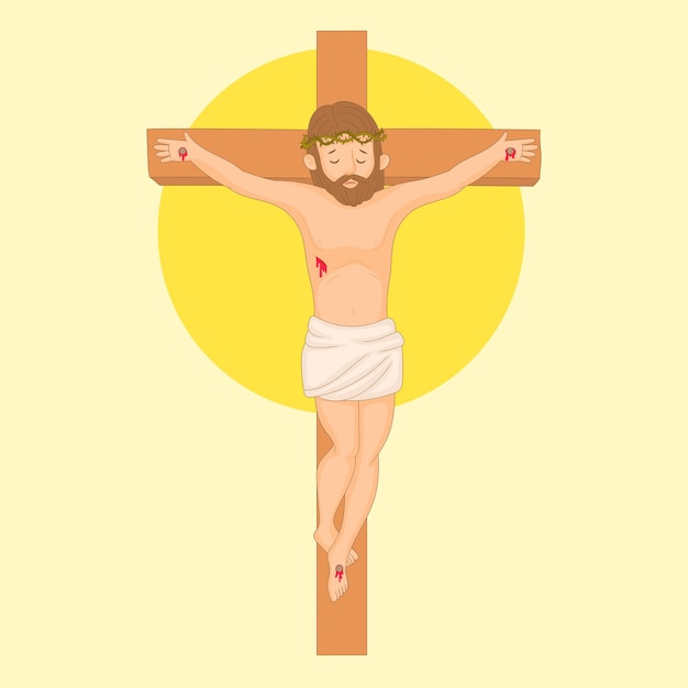 Cross with crucified jesus christ for easter or good friday