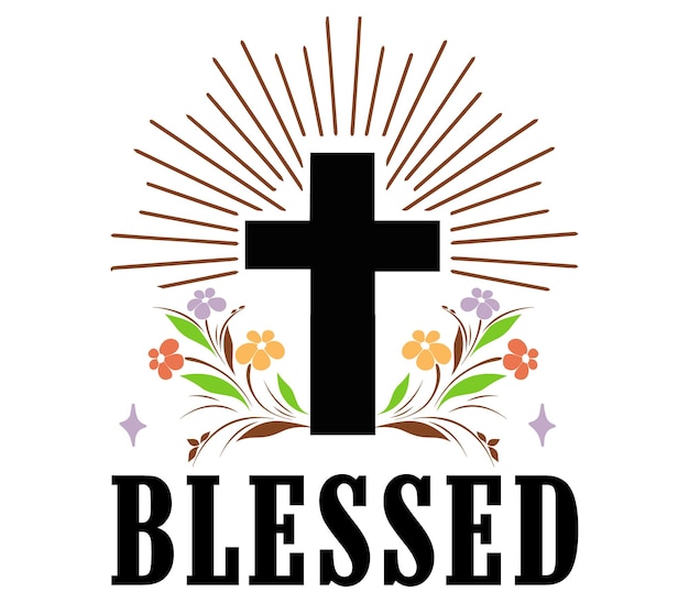 A cross with the word blessed on it