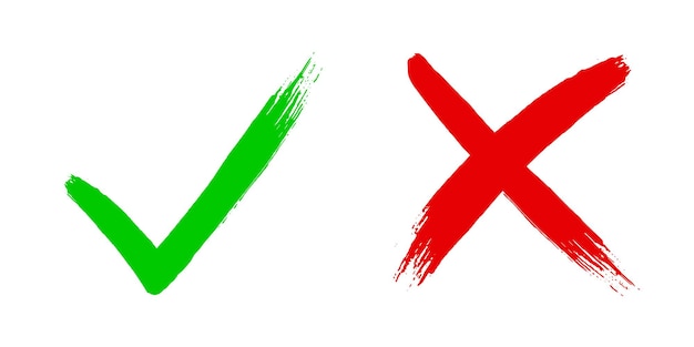 Croce x e spunta v ok segno di spunta illustrazione vettoriale isolato su sfondo bianco