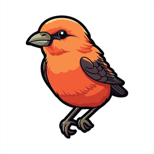 Crossbill Cute Funny Cartoon Kawaii Clipart Colorful Watercolor Bird Animal Pet Illustration