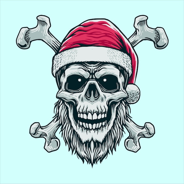 Vector crossbone skull santa head