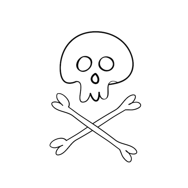 Vector crossbones dodelijke schedel gevaar of gif vector icoon in de stijl van eenvoudige doodles