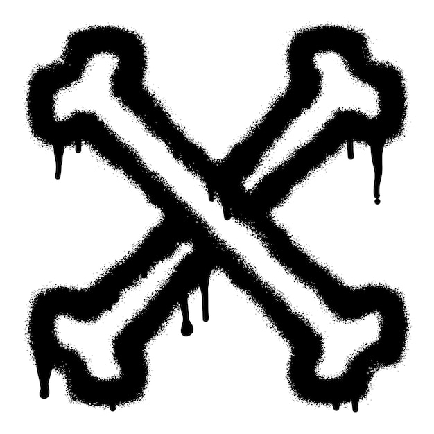 Vector crossbones icon graffiti with black spray paint