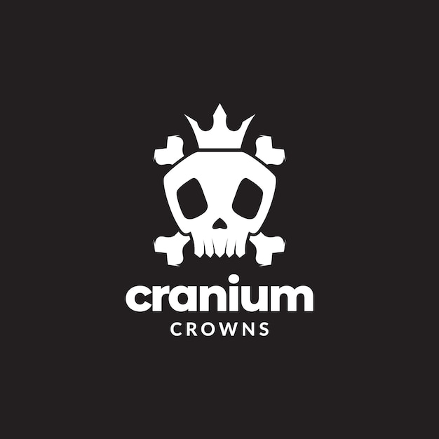 Crossbones with skull crown logo design vector graphic symbol icon illustration creative idea