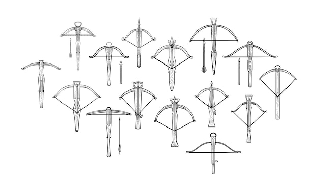 Vector crossbow handdrawn collection