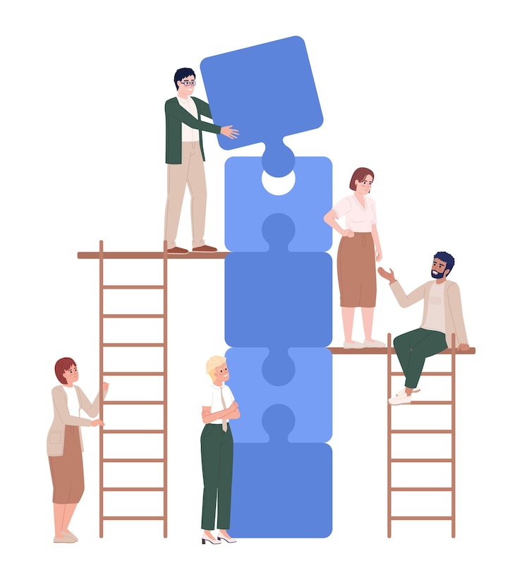 Vector crossdepartmental communication flat concept vector spot illustration