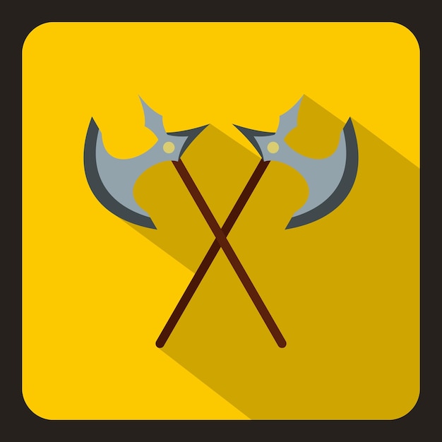 Vector crossed ancient battle axes icon in flat style on a white background vector illustration