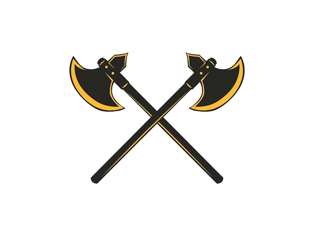 Crossed Axes Crossed Broad axe medieval axe Battle axe executioner axe in vector