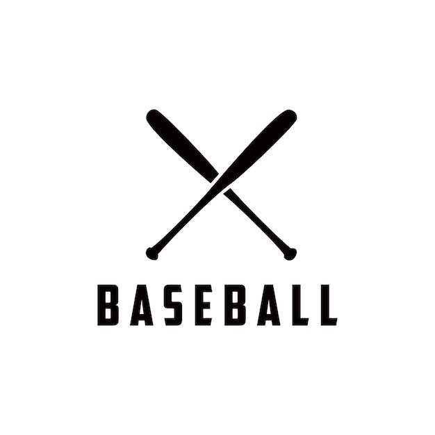 Crossed baseball stick silhouette logo design