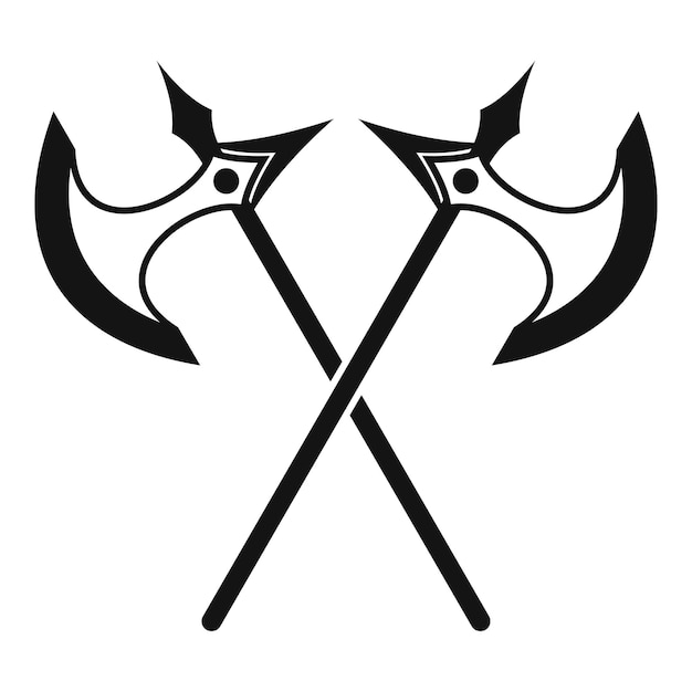 Vector crossed battle axes icon in simple style on a white background vector illustration